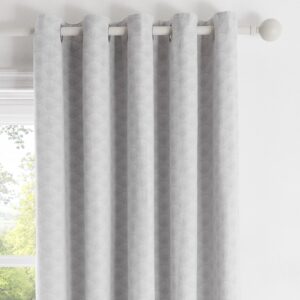 Dreams & Drapes - Tiffany - Jacquard Pair of Eyelet Curtains - 66" Width x 72" Drop (168 x 183cm) in Silve