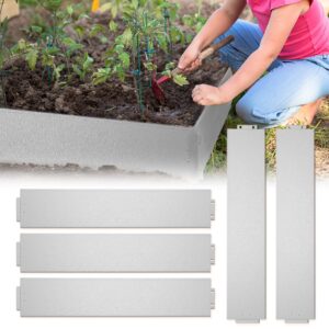 Froadp 15cm Height Flexible Metal Lawn Edges Garden Galvanised Mowing Edging Single Length 100cm Silver Bed Edging Palisade Set Root Barrier Garden Bed for Plants Vegetable Growing Floral (15m)