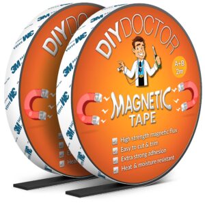 DIY Doctor - A+B Magnetic Tape -Strong Magnetic Strips Self Adhesive - Cut To Fit Magnetic Strip - 2m + 2m A and B Polarity - Self Adhesive Magnets - Thin Magnetic Strips Self Adhesive