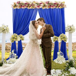 Royal Blue Chiffon Backdrop Curtain Sheer Curtains 2 Panels Sheer Curtains For Living Room 29x108-Inch Chiffon Fabric Backdrops for Photography Shower Curtain Voile Curtain Panel (29x108"