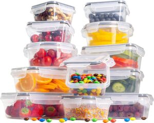 uovva Airtight Food Storage Containers Set – Plastic Food Containers with Lids – Leak Proof Pantry & Kitchen Containers – 24pcs (12 Containers + 12 Lids)