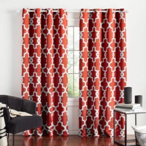 Exclusive Home Curtains Ironwork Woven Blackout Grommet Top Panel Pair