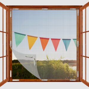 BKSAI Magnetic Fly Screens for Windows Outside Inside Install for Inside und Outward Opening Window Nets to Keep Bugs Out Mosquito Protector Insect Screen (Black