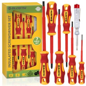 BLOSTM Precision Insulated Screwdriver Set - 7pcs VDE Tested Electrical Screwdriver Set to 1000V