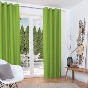 Beautissu Thermal Curtain Set 140x245cm Amelie - 2 Panels Bedroom Curtain – Insulating Window Drapes – Long Drapes for Windows Set of 2 Opaque Curtains in Gree