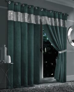 Olivia Rocco Diamante Blackout Eyelet Curtains With Tie Backs Black Out Thermal Ring Top Curtain Pair Window Dressing