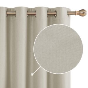 Deconovo Full Blackout Curtains Faux Linen Thermal Insulated Eyelet Curtains for Bedroom 46 x 54 Inch Taupe Two Panels