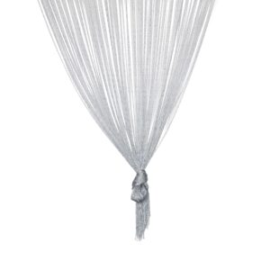 TRIXES Dew Drop Silver Grey String Curtain Panel - 90 x 200 cm - Waterfall Effect - Glitter Thread Partition Divider - Home Decor Accessory - Perfect as a Fly Screen for Doors Doorways and Windows