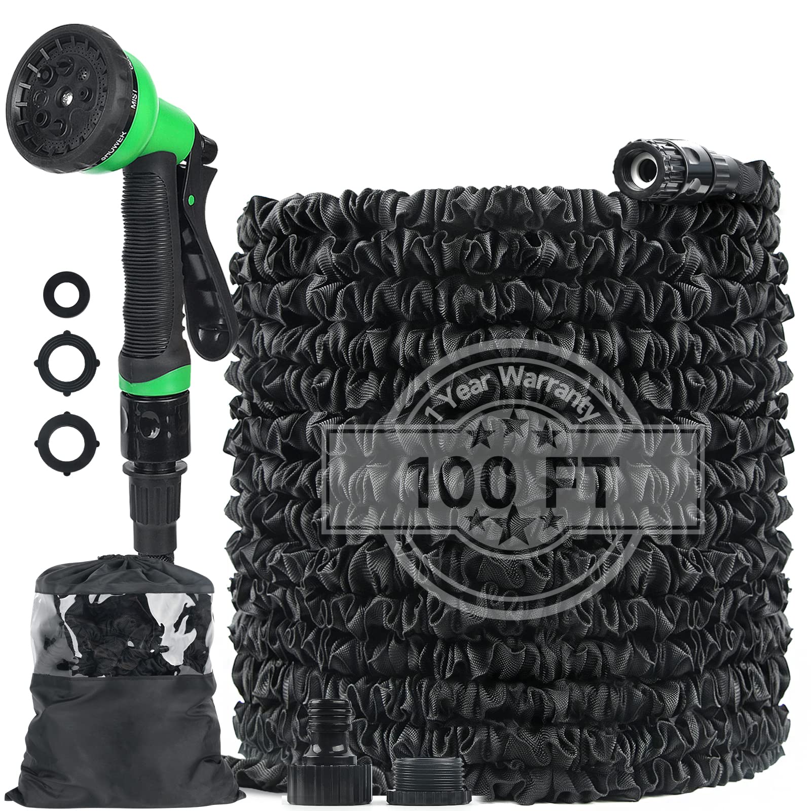 Hose Pipe 100FT Expandable Garden Hose with 8 Function Spray Nozzle