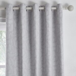Dreams & Drapes - Telford - Jacquard Pair of Eyelet Curtains - 90" Width x 90" Drop (229 x 229cm) in Silve