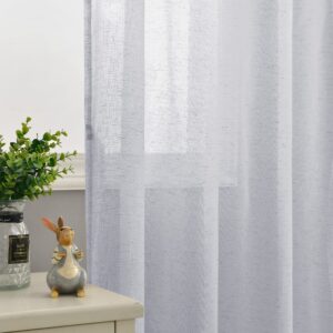 DWCN Semi Sheer linen Curtains for Living Room Linen Textured Voile Curtains Eyelet Top Decorative Curtain Drapes for Bedroom