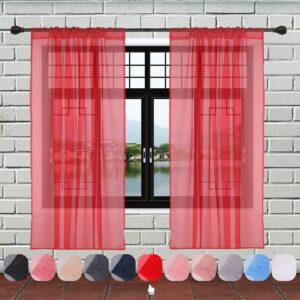 WedDecor Red Voile Curtain Panel