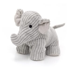 Peanut Elephant Doorstop Grey Ribbed Fabric Animal Doorstop | Novelty Indoor Grey Elephant Shaped Door Stop | Decorative Weighted Elephant Door Stopper - 1.5kg