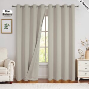 Beauoop Linen Room Darkening Curtains 90% Light Blocking Thermal Insulated Energy Efficient Solid Drapes Grommet Top Panels for Bedroom & Living Room