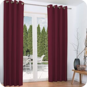 Beautissu Thermal Curtain Set 140x245cm Amelie - 2 Panels Bedroom Curtain – Insulating Window Drapes – Long Drapes for Windows Set of 2 Opaque Curtains in Bordeaux/Wine Red
