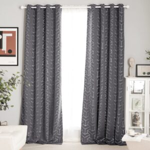 PONY DANCE Curtains for Living Room - Blackout Curtains & Drapes Grey Backdrop Curtain Sparkle Decorations for Bedroom