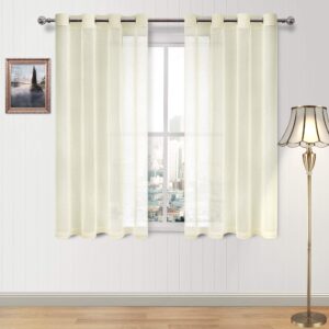 DWCN Sheer Curtains Textured Semi Transparent Eyelet Top Decorative Voile Curtain for Living Bedroom