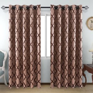 NAPEARL Brown Window Grommet Curtains for Living Room Darkening Curtains 2 Panels Morocco Jacquard