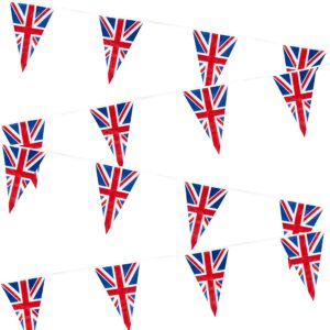 40m/130ft Long Union Jack Bunting Banner with 100 Triangle Flags Sports Royal Events Street Party Decorations Pub BBQ Great Britain Suppo