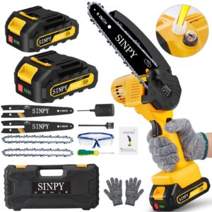 SINPY Mini Chainsaw Cordless 6 Inch with 2 Battery and Quick Charger