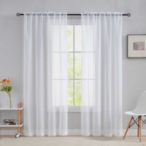 Home Brilliant Window Treatment Set of 2 Net Curtains White Sheer Curtains Drapes for Privacy