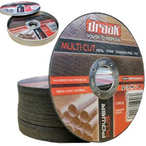 Draak 10 x Cutting Discs 115mm x 1mm Ultra Thin Fine Cutting to Cut Metal Stone Steel & PVC Cut Off Wheel for Angle Grinder in Metal Storage Ti