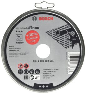 Bosch Professional 2608603255 10 x Cutting Discs for Inox Rapido WA 60 T BF (for Stainless Steel