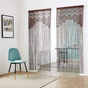 Taiyuhomes Door Fly Screen Curtains Divider Window Lace Sheer String Voile Curtain Closet Curtains for Bedroom Closet Door Net Curtain Doorways（90x200cm） Brow