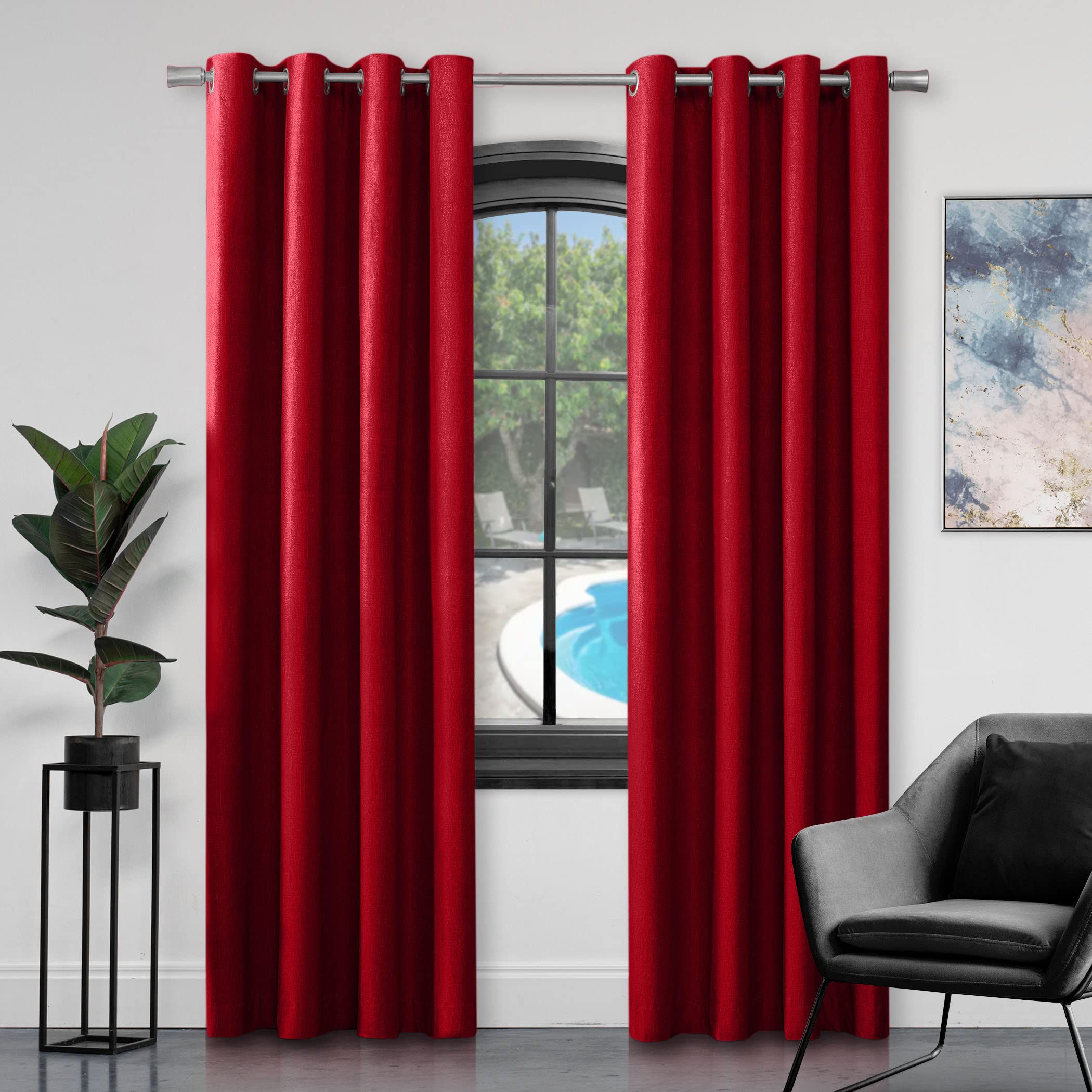 GC GAVENO CAVAILIA Faux Silk Eyelet Curtains For Living Room