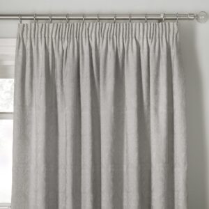 Dreams & Drapes Woven - Rosana - Jacquard Pair of Pencil Pleat Curtains With Tie-Backs - 66" Width x 72" Drop (168 x 183cm) Bed Size in Silve