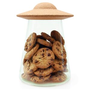 Suck UK Cookie Jar UFO | Glass Food Storage Containers & Tinted Glass Jars With Lids | Spaceship Biscuit Jar | Kitchen Storage & Organisation | Space Gifts & Novelty Storage Containers | Kitchen Deco