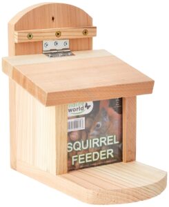 Wildlife World Wooden Squirrel Feeder and Feeding Box with Lift-Up Lid for the Garde