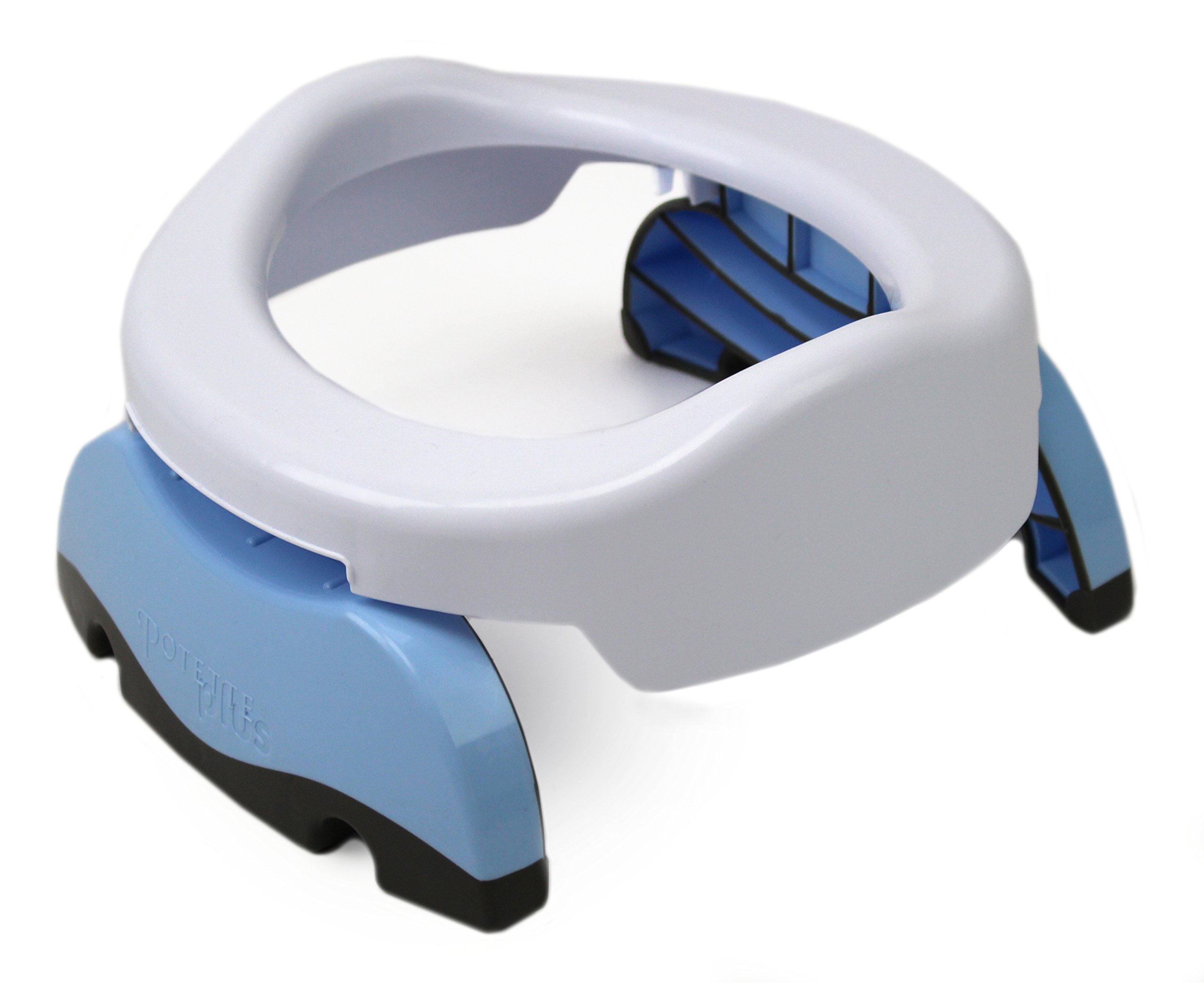 Potette Plus 2-in-1 Compact Universal Potty and Toilet Training Seat | Award-Winning Potty Training Essential for Toddlers | White/Blue