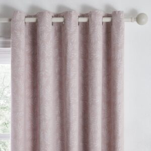 Dreams & Drapes - Telford - Jacquard Pair of Eyelet Curtains - 90" Width x 90" Drop (229 x 229cm) in Blush