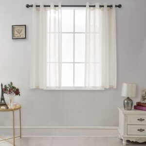 CUCRAF Solid Sheer Linen Look Voile Window Curtain