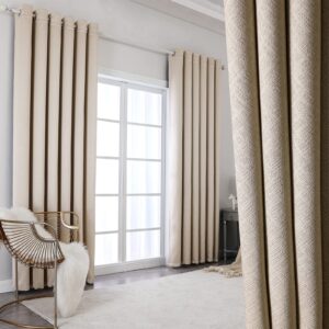 Krismile Fully Blackout Eyelet Curtains beige - Thermal Insulated & Noise Reducing