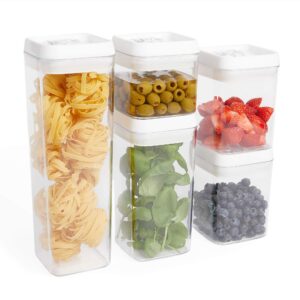 VonShef Airtight Food Storage Containers with Lids – Set of 5 Clear Plastic Kitchen Pantry Organisation Canisters – No Smell Food Preservation Jars
