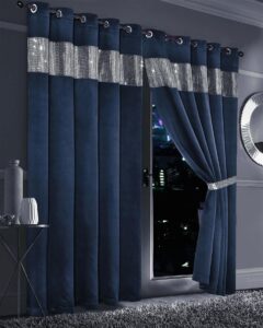 Olivia Rocco Diamante Blackout Eyelet Curtains With Tie Backs Black Out Thermal Ring Top Curtain Pair Window Dressing