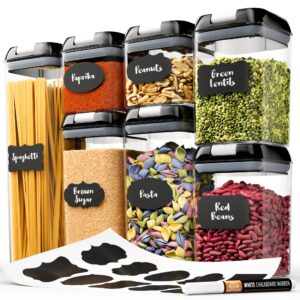 Chef's Path Airtight Food Storage Container Set - Labels & Marker - Kitchen & Pantry Containers - Ideal for Flour