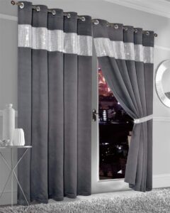 Olivia Rocco Diamante Blackout Eyelet Curtains With Tie Backs Black Out Thermal Ring Top Curtain Pair Window Dressing