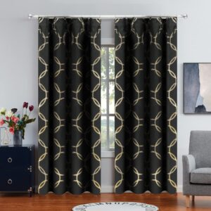 Full Blackout Pencil Pleat & Rod Pocket Black Curtains 72 Inch