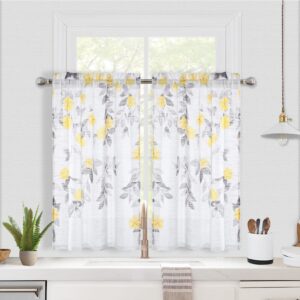 CAROMIO Sheer Farmhouse Kitchen Curtain Yellow