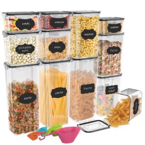 Jim's Store Airtight Food Storage Container Set 12pcs Cereal Storage Containers BPA-Free Plastic Kitchen Pantry Organization with Lids for Oats