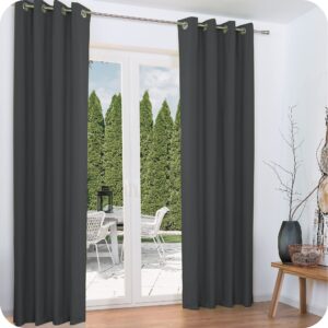 Beautissu Thermal Curtain Set 140x245cm Amelie - 2 Panels Bedroom Curtain – Insulating Window Drapes – Long Drapes for Windows Set of 2 Opaque Curtains in Anthracite