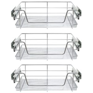 KuKoo 3 x Kitchen Pull Out Soft Close Heavy Duty Baskets