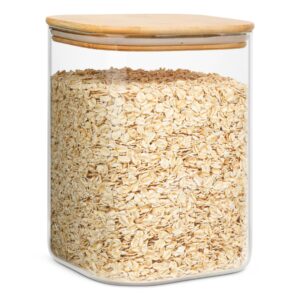 ComSaf 3300ml Square Glass Jars with Bamboo Lids