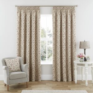 always4u Floral Jacquard Lined Pencil Pleat Curtains for Living Room/Bedroom/Kitchen Room Darkening Red Leaf Window Decoration Drapes 1 Pair 90x72 Inches