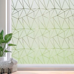 Beautysaid Window Film Privacy Film for Glass Windows Frosted Glass Privacy Film Triangle Patterns Anti UV Opaque Window Frosting Self Adhesive Window Sticker Cover Static Cling No Glue 90 * 200cm