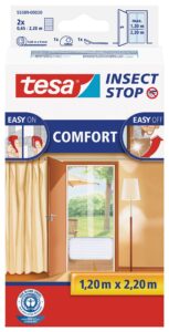 esa Insect Stop COMFORT for Doors - Insect Mesh Door Screen with Hook & Loop - in Anthracite ( 2 x 65 cm ) 120 cm x 220 cm