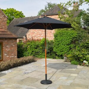 Kingfisher 2.4m Wooden Black Garden Parasol